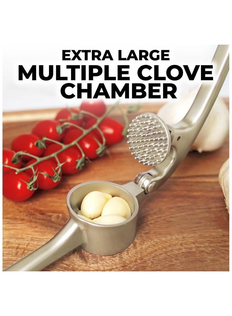 Garlic Press Set,Bigger Bowl Bigger Garlic,Rust Proof,Dishwasher Safe Garlic Mincer Tool - Easy-Squeeze, Easy-Clean Silicone Garlic Peeler  Brush  - Image 3