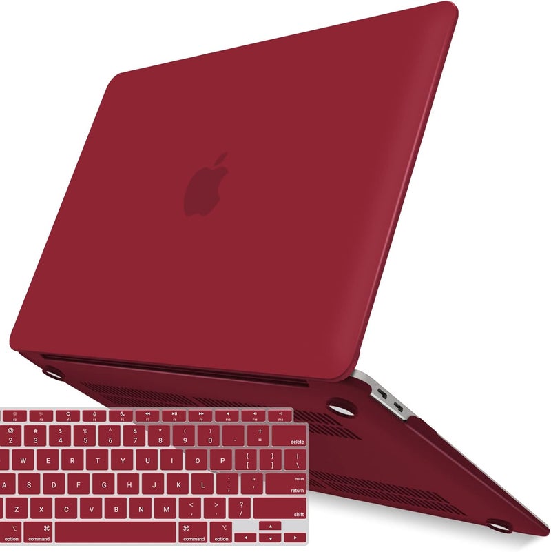 I Benzer Compatible with New MacBook Air 13 inch Case 2022 2021 2020 M1 A2337 A2179 A1932, Plastic Hard Shell Case with Keyboard Cover for Mac Retina Display with Touch ID, Wine Red, MMA-T13WR+1B - Image 1
