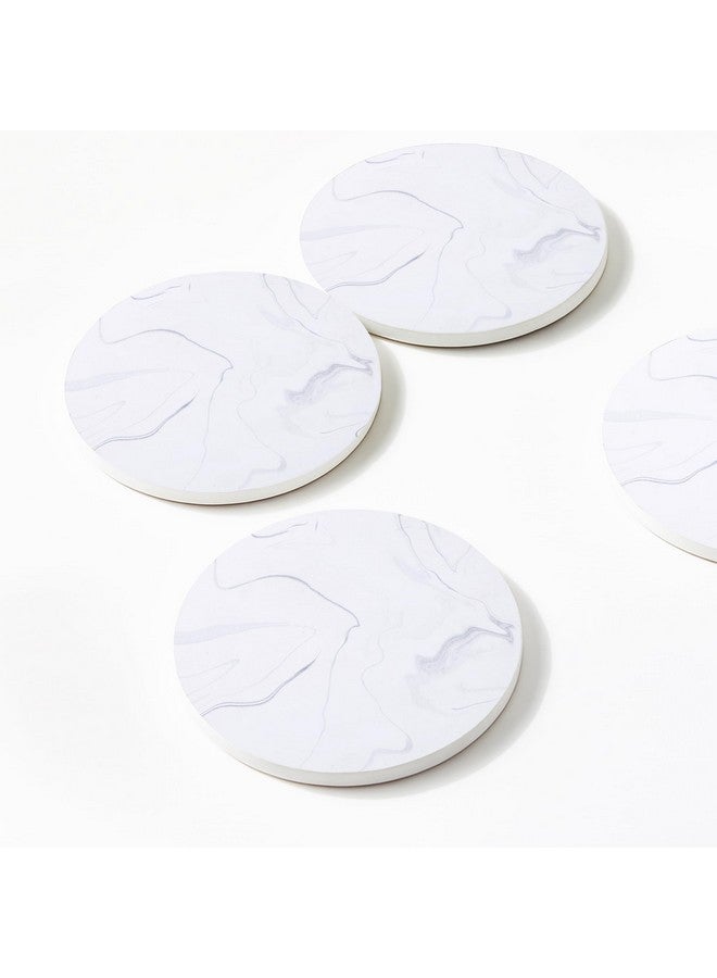Decor & More - Ceramic Coasters with Matt Finish On Top & Cork Base | Coasters for Cups Set of 6 | Marble Style Ceramic Coaster for Tea, Coffee Table & Dining Table with Metal Holder - Image 2