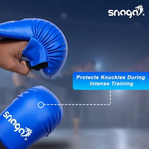 Snaga Karate Kit with Moulded Karate Gloves, Arm Guard, Headguard, Chest Guard, Foot & Shin Pads for Training & Protection (Blue, L (14 + Years Old)) - Image 3