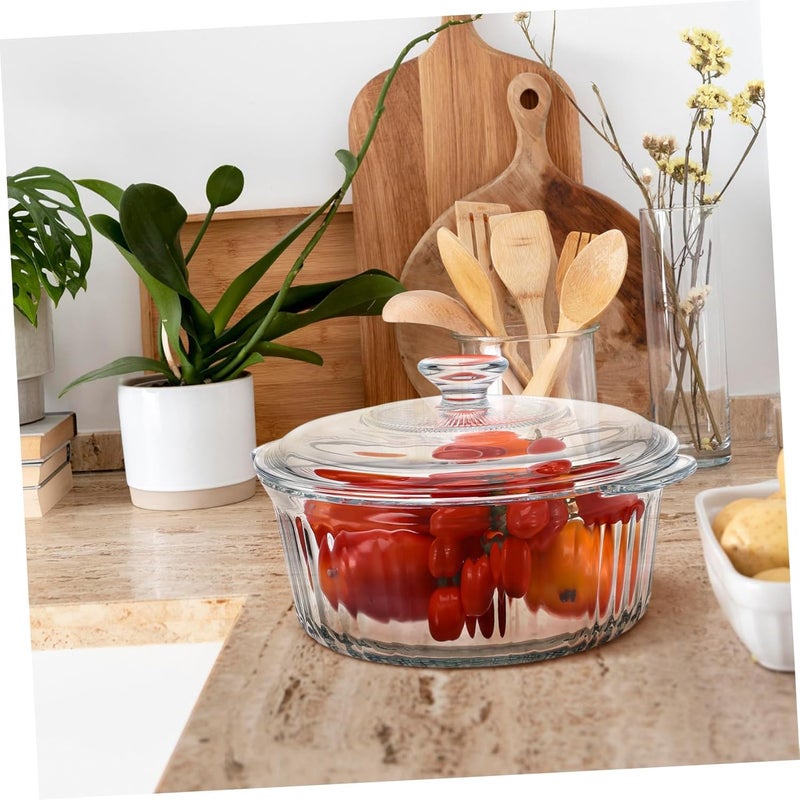 Glass Casserole Clear Pots for Cooking Clear Simmer Pot for Stove Baking Dishes for Oven Big Pots for Cooking Serving Bowls with Lids Glass Pot High Borosilicate Glass Transparent - Image 4