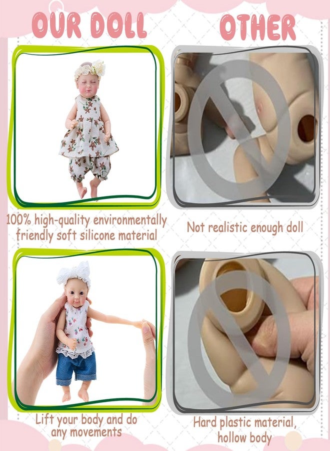 Halloscume 2 Set 8 in Full Silicone Baby Doll,Reborn Baby Doll, Lifelike Twins with Realistic Veins & Sleeping Pose, Full Silicone Twin Set for Kids, Not Vinyl Dolls, Gift for Christmas Kids - Image 2