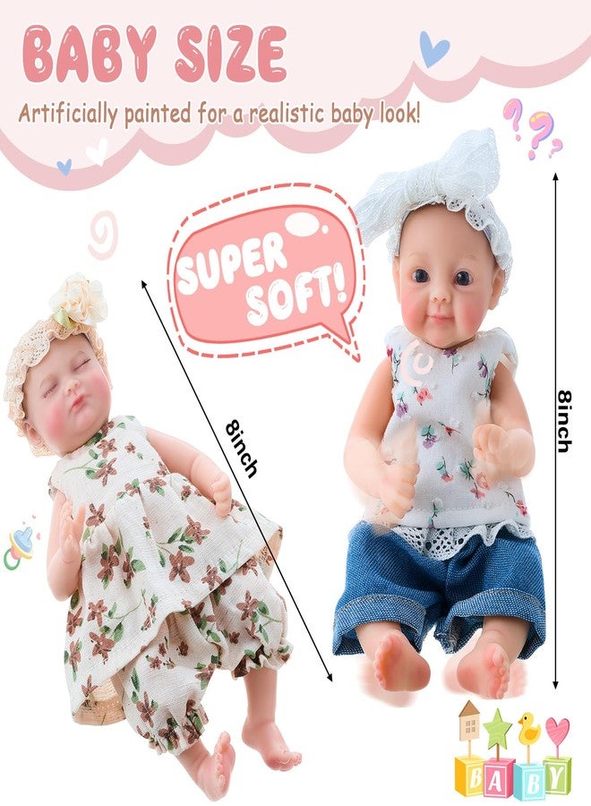 Halloscume 2 Set 8 in Full Silicone Baby Doll,Reborn Baby Doll, Lifelike Twins with Realistic Veins & Sleeping Pose, Full Silicone Twin Set for Kids, Not Vinyl Dolls, Gift for Christmas Kids - Image 3