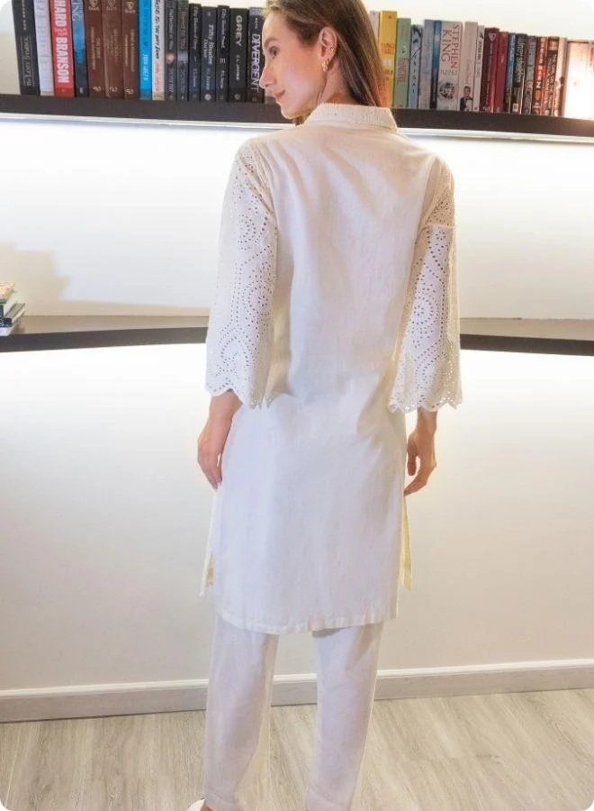 #Be Cream Eyelet Lace Co-ord Set