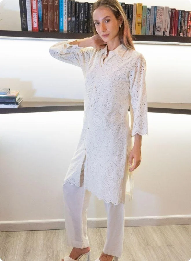 #Be Cream Eyelet Lace Co-ord Set