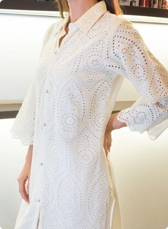 #Be Cream Eyelet Lace Co-ord Set
