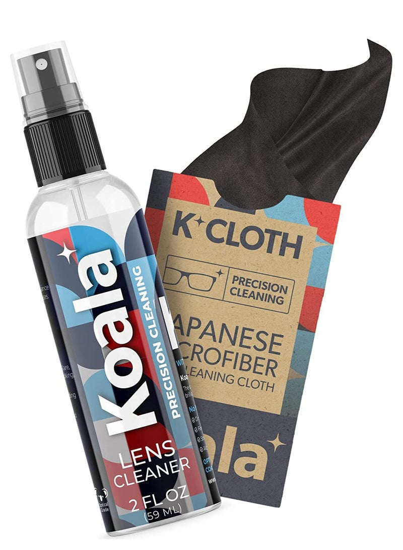 Koala Lifestyle Koala Eyeglass Lens Cleaner Spray Kit | American Made | 2 Ounces + 1 Koala Cloth | Streak and Alcohol Free | Carefully Engineered Glasses Cleaner | Safe for All Lenses
