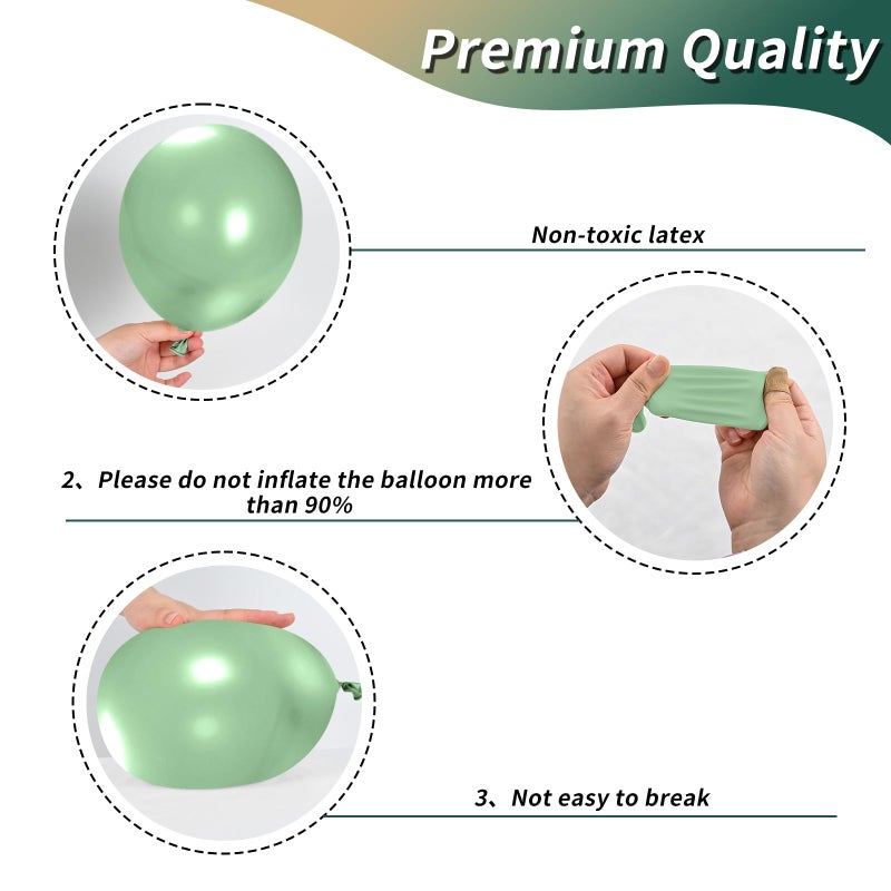 Biapian Green and Gold Balloons, 12 Inch Dark Emerald Green Sage Green Metallic Gold Balloon Green Gold Confetti Balloons for Birthday Wedding Christmas New Year Eve Party Decorations - Image 3