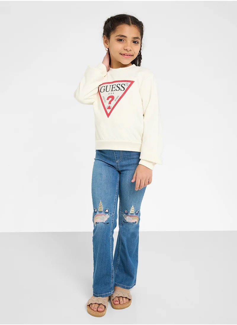 GUESS Kids Logo Detail Long Sleeve T-Shirt