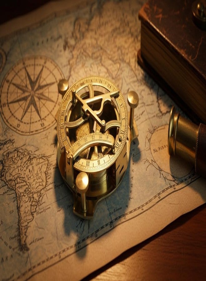 THOR INSTRUMENTS 5" Brass Sundial Compass Solid Brass Sundial Compass Rustic Vintage Home Decor Gifts - Image 2