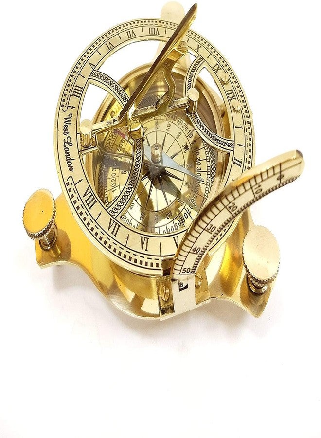 THOR INSTRUMENTS 5" Brass Sundial Compass Solid Brass Sundial Compass Rustic Vintage Home Decor Gifts - Image 4