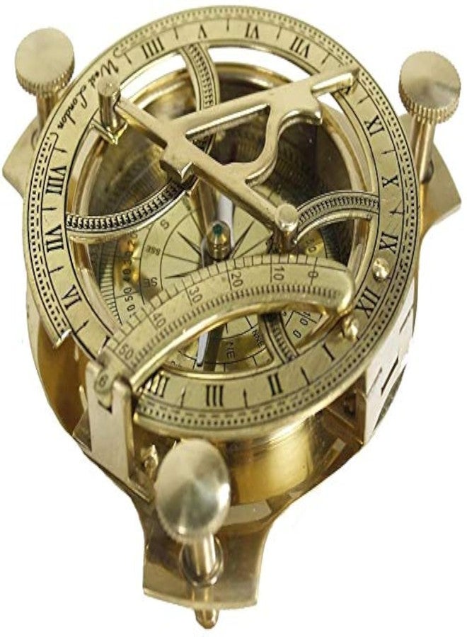 THOR INSTRUMENTS 5" Brass Sundial Compass Solid Brass Sundial Compass Rustic Vintage Home Decor Gifts - Image 1