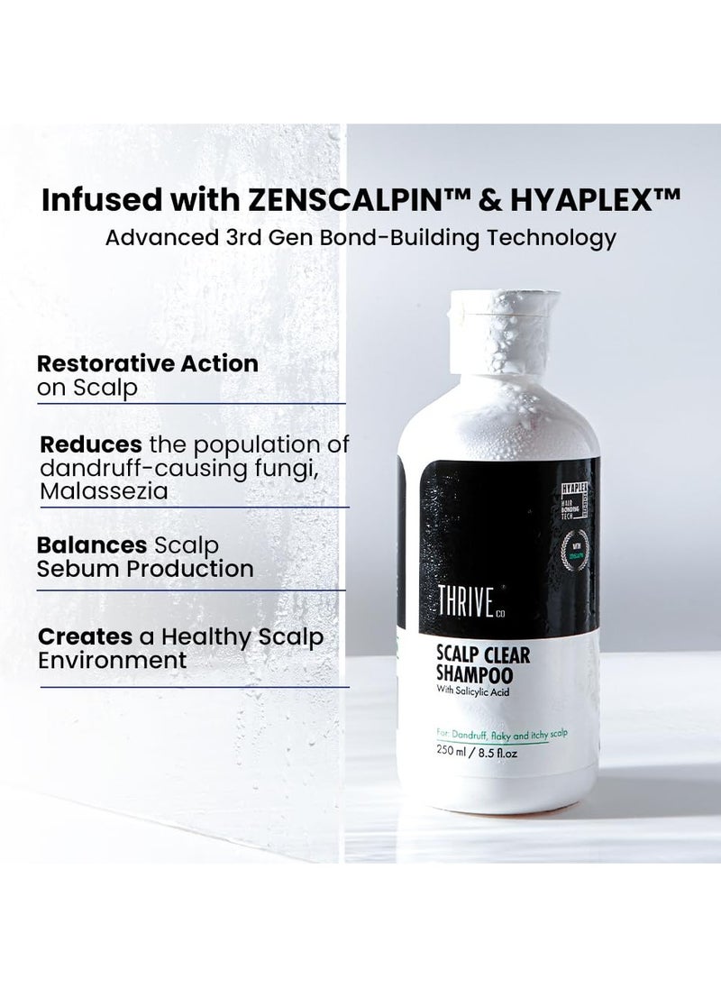THRIVECO - Anti Dandruff Scalp Clear Shampoo | Removes Dandruff From Source | Helps With flaky, Itching, Irritation & Redness Accompanying Dandruff | 100% Effective with First Use | With clinically proven Zenscalpin™, Octopirox, Salicylic Acid Formulation | For Men & Women | 250ml - Image 1