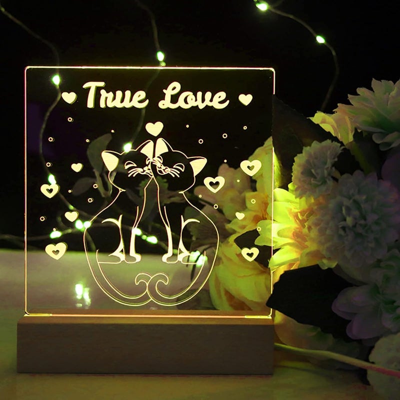 HSOKEW Wooden Light Base, Wooden LED Base with Acrylic Sheets Rectangle Display Pedestal Night LED Lamp Base Lighted Display Stand with USB Switch for Crystal Glass Acrylic Art Display (A,Warm Light) - Image 4
