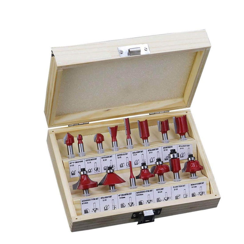 Diy Crafts 1/4''/8mmshank Carbide Router Bit for Wood Cutter Engraving Cutting Tools, Pack of 2 Set, Cutting Edge Length6.35mm No Box (Multicolor) - Image 1