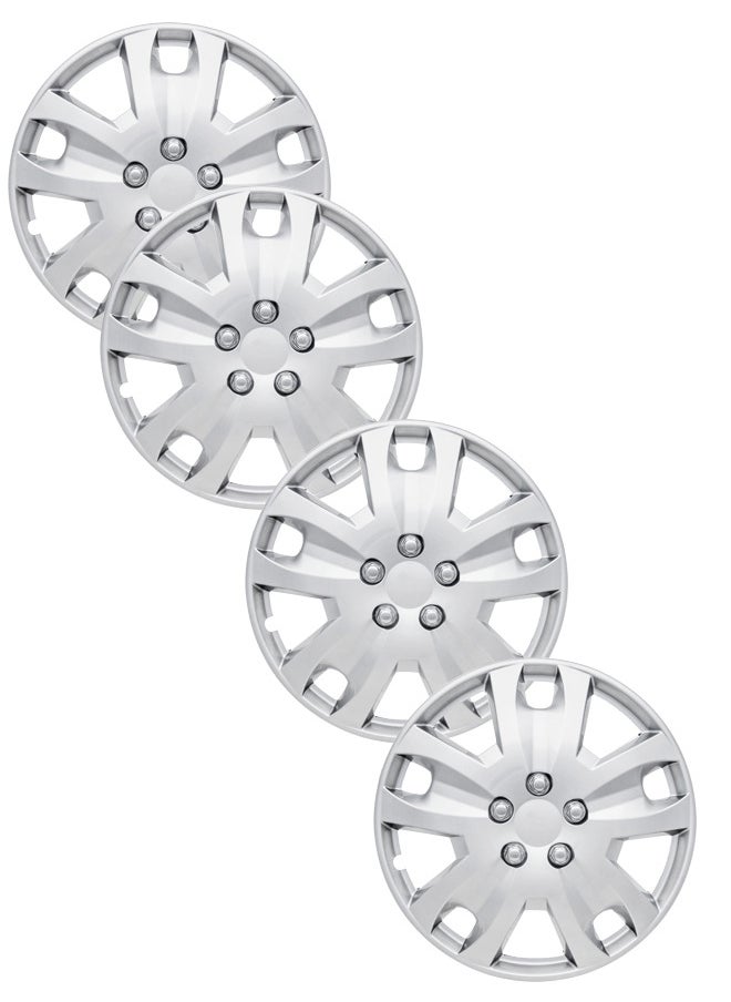 EMTC Pack of 4 EM-3119 Taiwan Wheel Cover | 13" Inch | Silver Universal Nested Style 