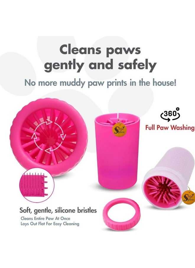 Sage Square Dog Paw 360º Cleaner- 2 In 1 Portable Silicone Pet Cleaning Brush Feet Cleaner For Grooming With Muddy Paw, Fast Clean Pet Foot Cleaner For Small Medium Large Breed Dogs Cats (Random)  - Image 2