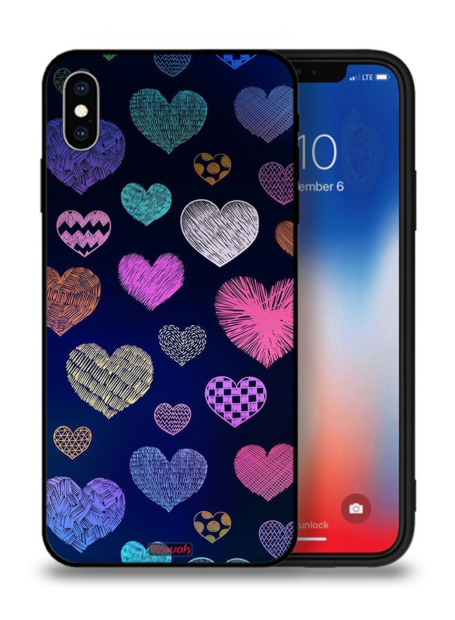 Tolwak Apple iPhone XS Max Protective Case Dhaga Hearts Pattern - Image 1