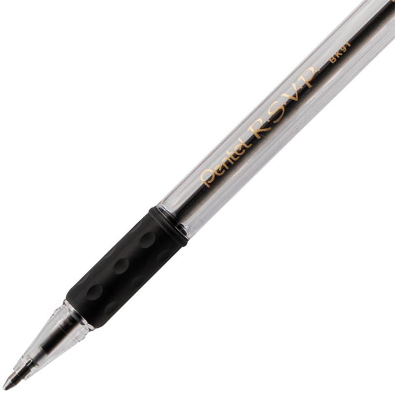 Pentel قلم حبر جاف بنتل R.S.V.P.، خط متوسط، حبر أسود، عبوة 2 (BK91BP2A) - Image 4