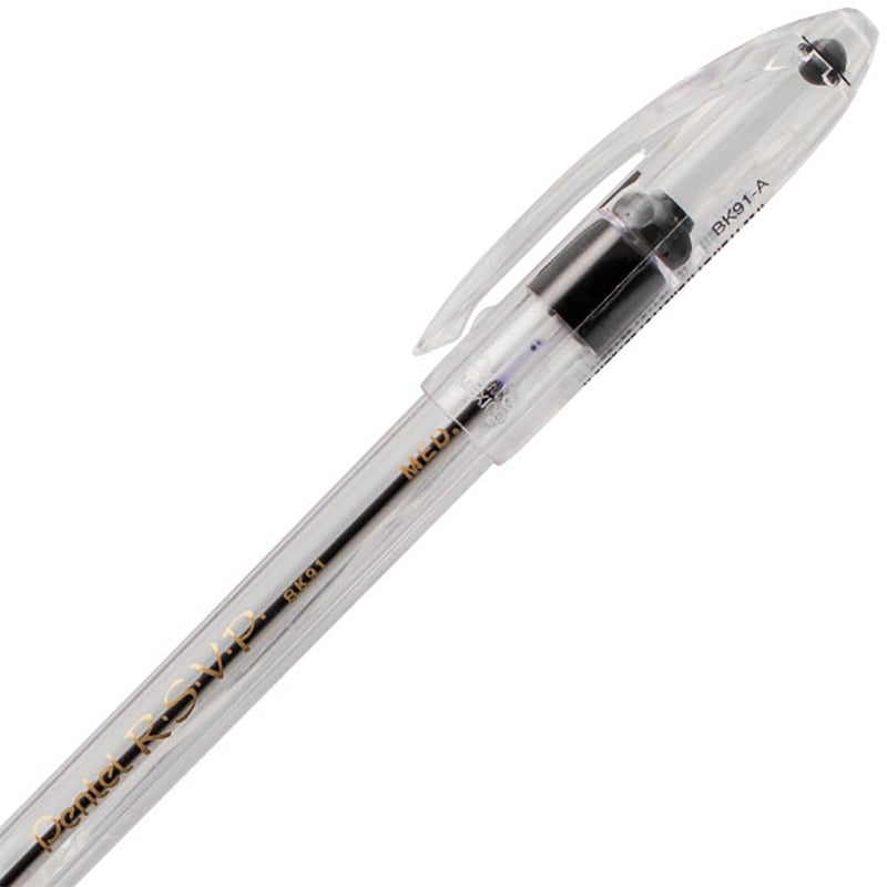 Pentel قلم حبر جاف بنتل R.S.V.P.، خط متوسط، حبر أسود، عبوة 2 (BK91BP2A) - Image 5