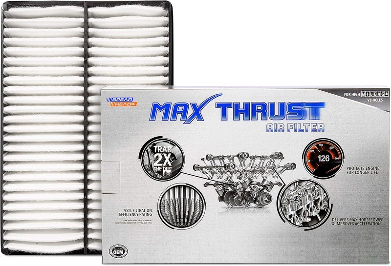 SPEARHEAD MPG Defense Max Thrust Engine Air Filter For All Mileage Vehicles, Fits Like OEM, Restores MPG & Acceleration (MT-898) - Image 1