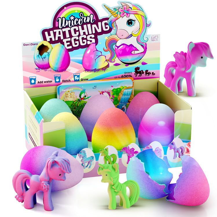 Dan&Darci Unicorn Hatching Surprise Eggs for Kids - 6 Pack - Grows 600% - Unicorn Toys for Girls Age 3-8 - Birthday Gift Ideas and Party Favors for 3+ Year Old Girl - Gifts for Ages 3 4 5 6 7 8 Years - Image 1