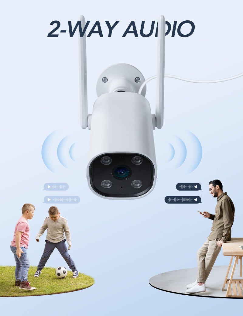 GNCC Outdoor Camera, 2K Cameras for Home Security Outside, Home Security Cameras, Motion Detection, Color Night Vision, 24/7 Recording, 2 Way Audio, Waterproof, Cloud & Local, Plug-in, APP Control - Image 3