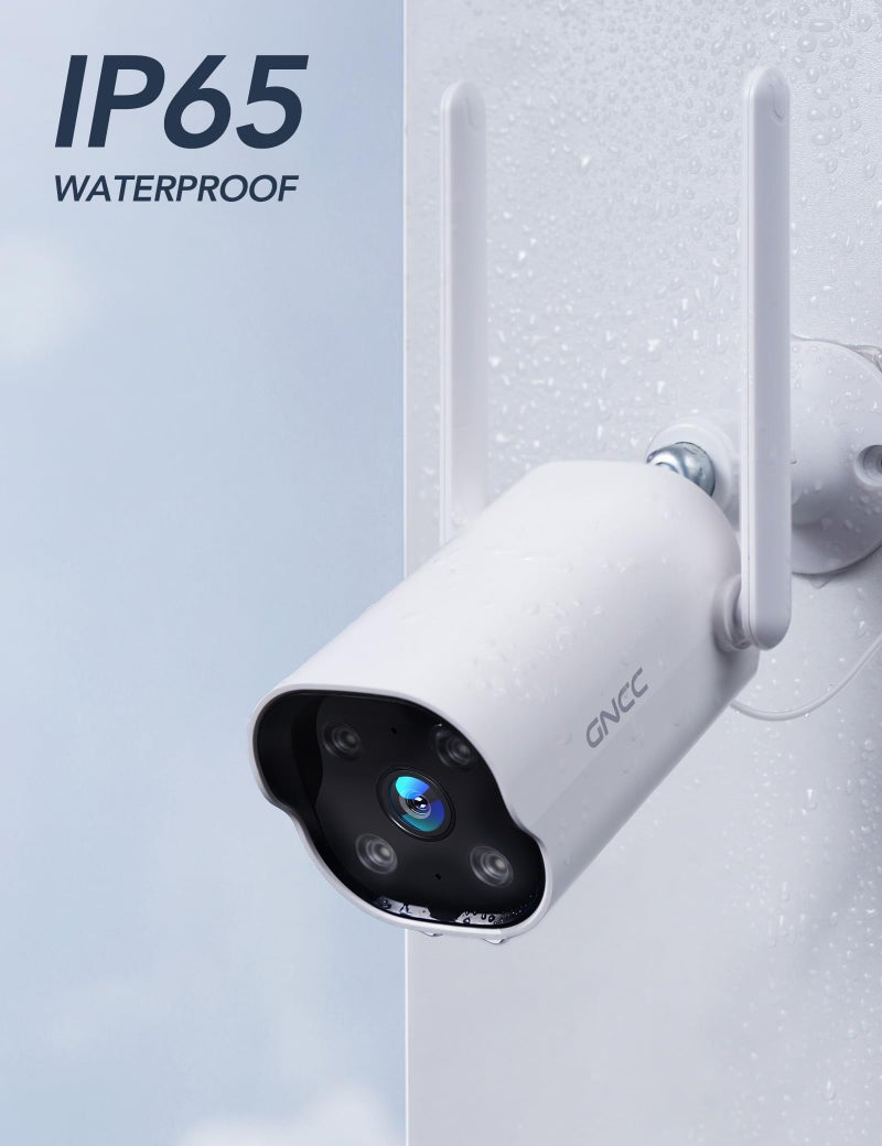 GNCC Outdoor Camera, 2K Cameras for Home Security Outside, Home Security Cameras, Motion Detection, Color Night Vision, 24/7 Recording, 2 Way Audio, Waterproof, Cloud & Local, Plug-in, APP Control - Image 2