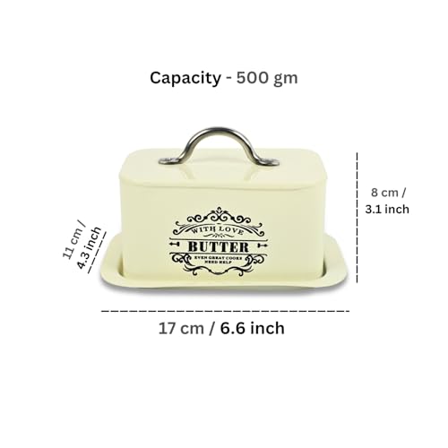 True Decor Butter Storage Box for Fridge with Lid Butter Dishes Box Butter Box 500 gm Container (Off White) - Image 2