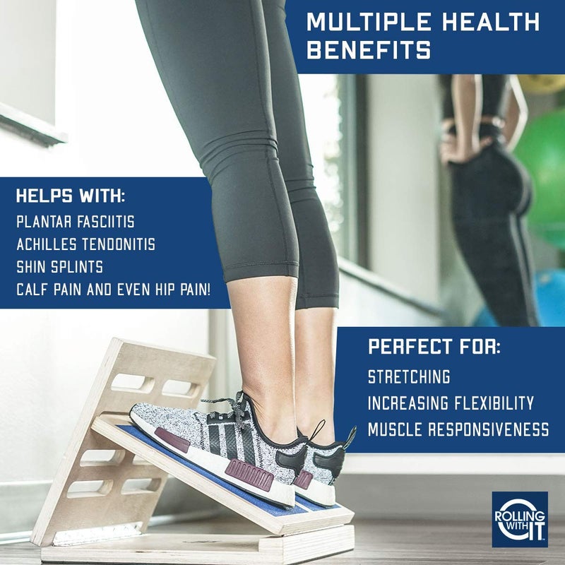 Rolling With It Professional Slant Board for Calf Stretching - Adjustable Wooden Incline Board - Increase Flexibility, Mobility, Pain Relief - Anti-Slip Design - Achilles - Fascia Stretcher - Tight Calves - Image 2
