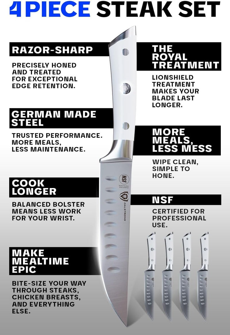 Dalstrong Steak Knife Set45 Straight Blade EdgeGladiator SeriesForged German HighCarbon SteelwSheathsGlacial White ABS HandleDinner Set Kitchen Knives - Image 5