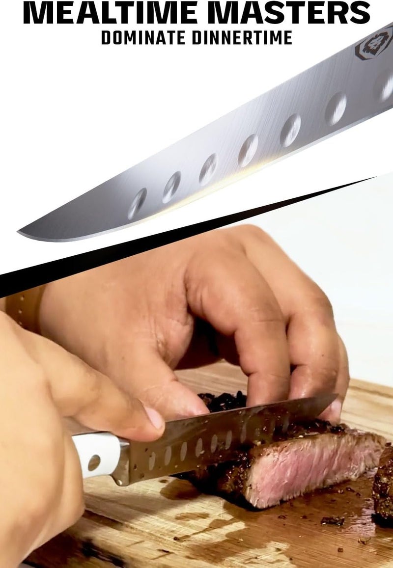 Dalstrong Steak Knife Set45 Straight Blade EdgeGladiator SeriesForged German HighCarbon SteelwSheathsGlacial White ABS HandleDinner Set Kitchen Knives - Image 2