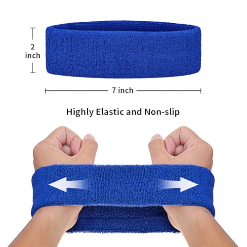 GOGO Sports Headband Sweatband Athletic Terry Cloth Head Band Royal Blue - Image 3