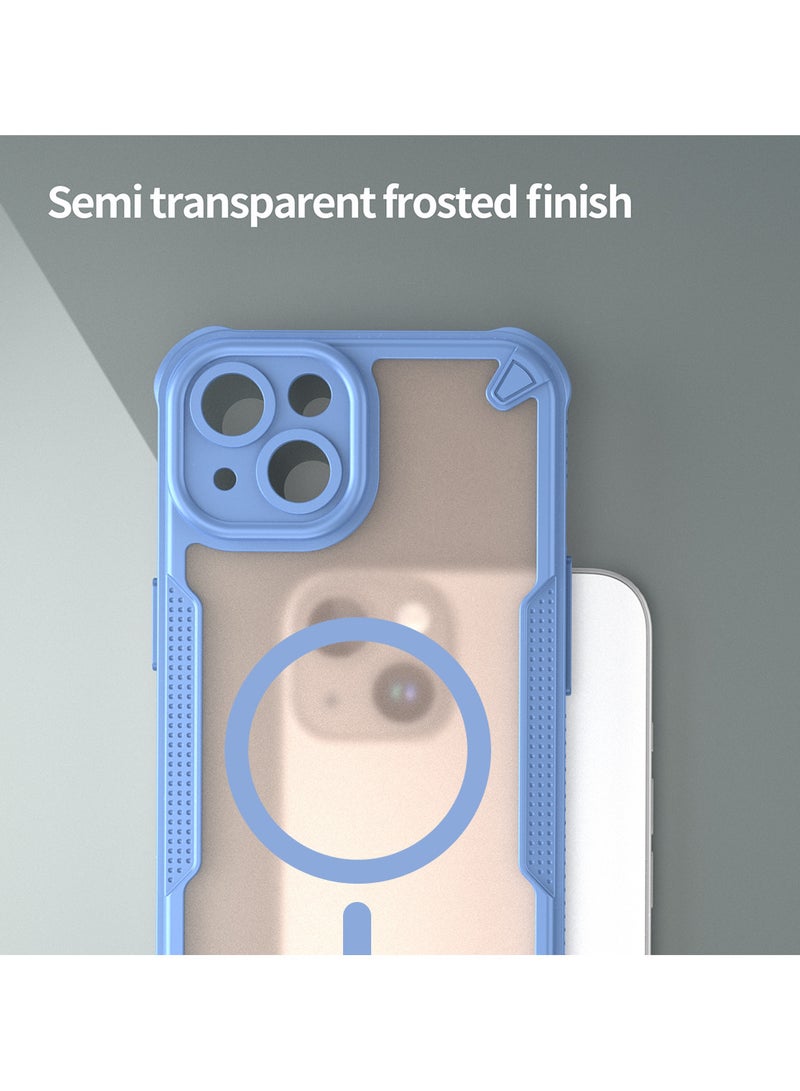 Cover For iPhone 13 Armor Glaze MagSafe Magnetic Phone Case Raised edges around the screen and camera lens help prevent scratches - Blue - Image 4