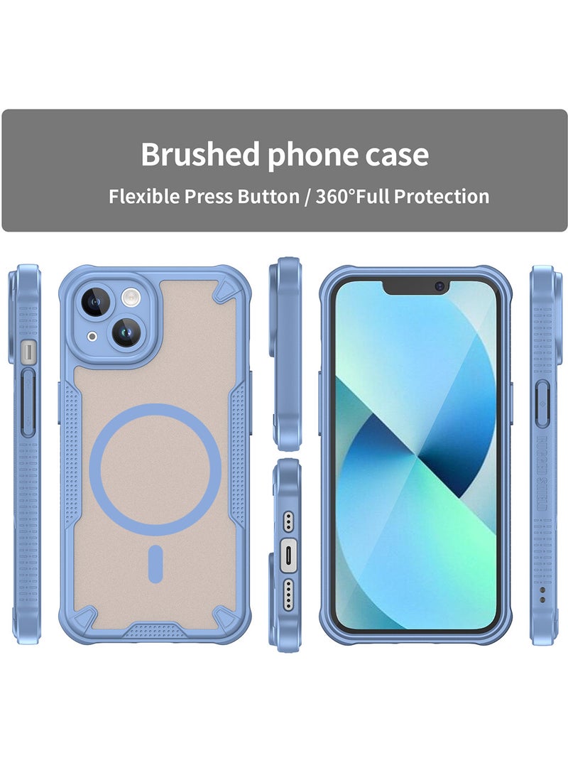 Cover For iPhone 13 Armor Glaze MagSafe Magnetic Phone Case Raised edges around the screen and camera lens help prevent scratches - Blue - Image 5