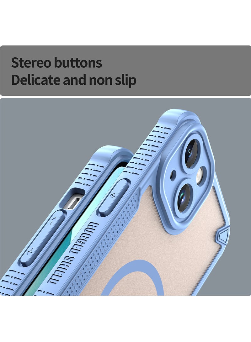 Cover For iPhone 13 Armor Glaze MagSafe Magnetic Phone Case Raised edges around the screen and camera lens help prevent scratches - Blue - Image 3