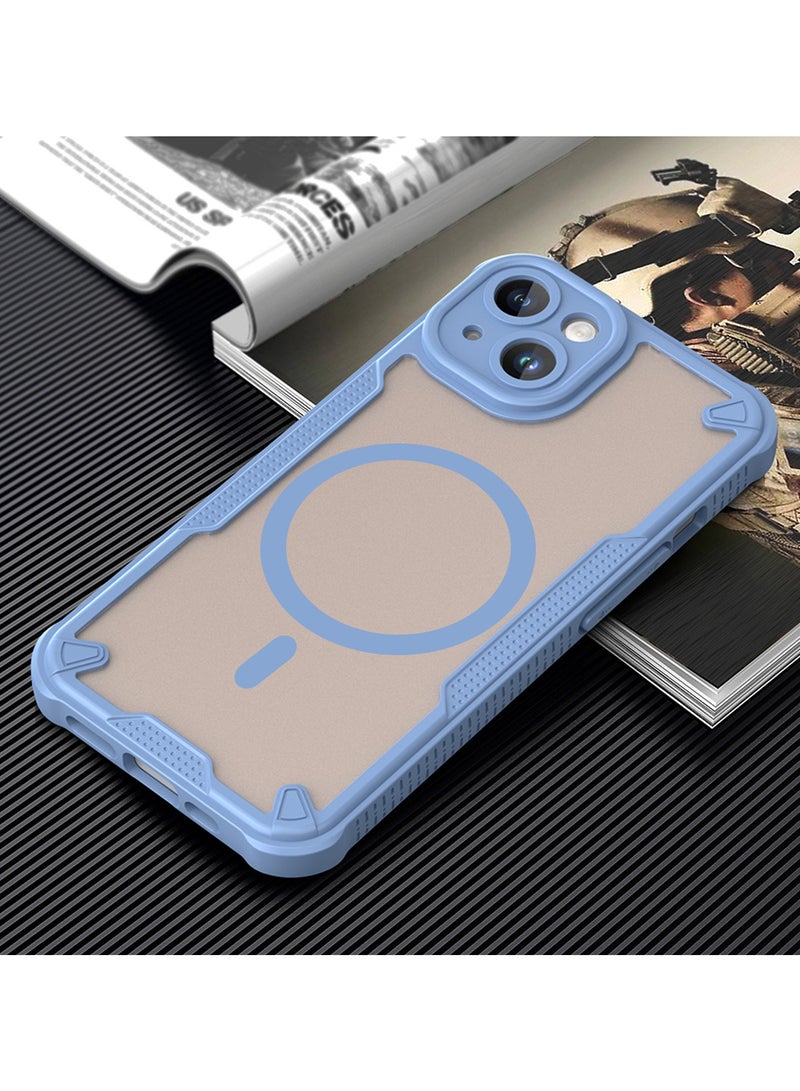 Cover For iPhone 13 Armor Glaze MagSafe Magnetic Phone Case Raised edges around the screen and camera lens help prevent scratches - Blue - Image 2