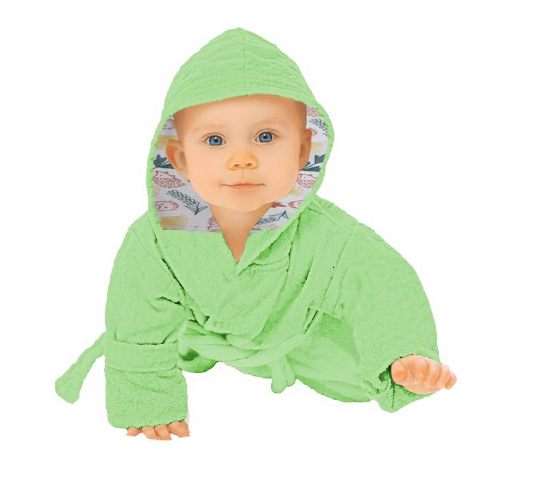 Adhigams Baby Stylish Bath Robe, Towel, Wrapper | Unisex Bath Wrap for Baby boy and Girl (6-12 Months) (Green) - Image 1