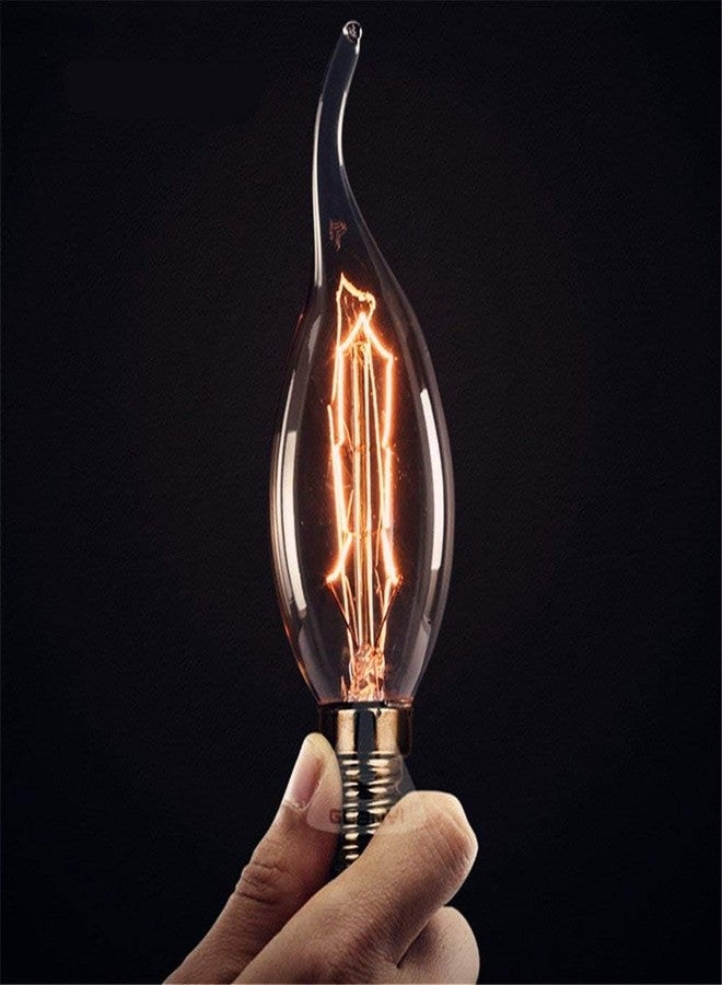 SCOMX lingruiyi 8-Pack Edison Vintage Incandescent Chandelier 40W 110-130V, 280 Lumen Bent Flame Tip Bulb with Candelabra Base (E12) Home Light Fixtures Decorative, Dimmable, 8 Count (Pack of 1) - Image 4