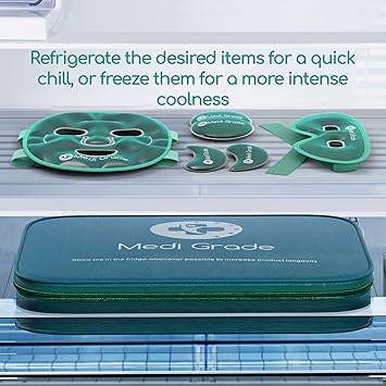 Medi Grade Cooling Face Mask set with Cooling Eye Mask for Puffy Eyes and Insulated Thermobag Soothing Gel Ice Face Mask and Eye Ice Mask for Dark Circles and Puffiness Cold Face Mask Relaxation - Image 5