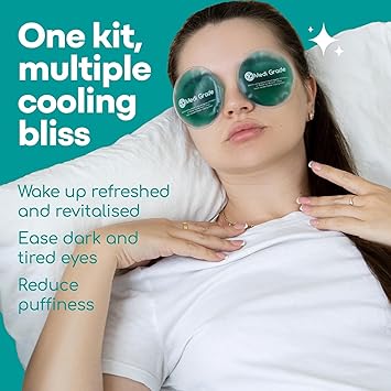 Medi Grade Cooling Face Mask set with Cooling Eye Mask for Puffy Eyes and Insulated Thermobag Soothing Gel Ice Face Mask and Eye Ice Mask for Dark Circles and Puffiness Cold Face Mask Relaxation - Image 4