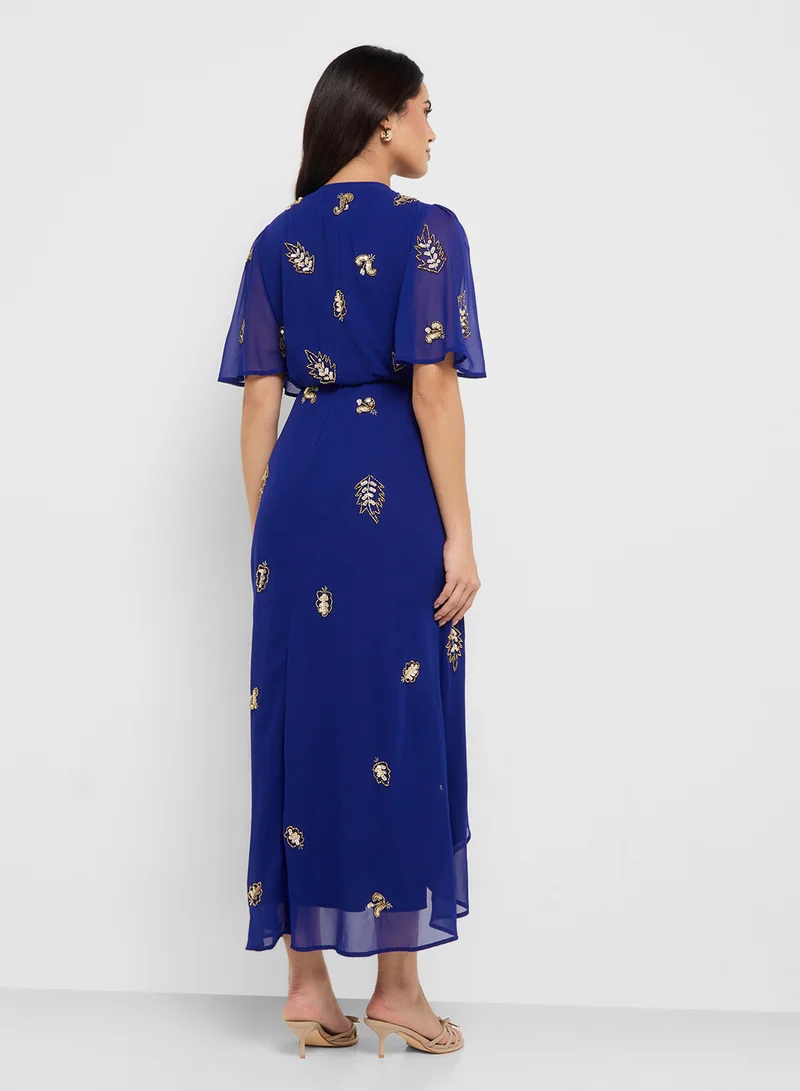 Hope & Ivy Embroidered Chiffon Dress