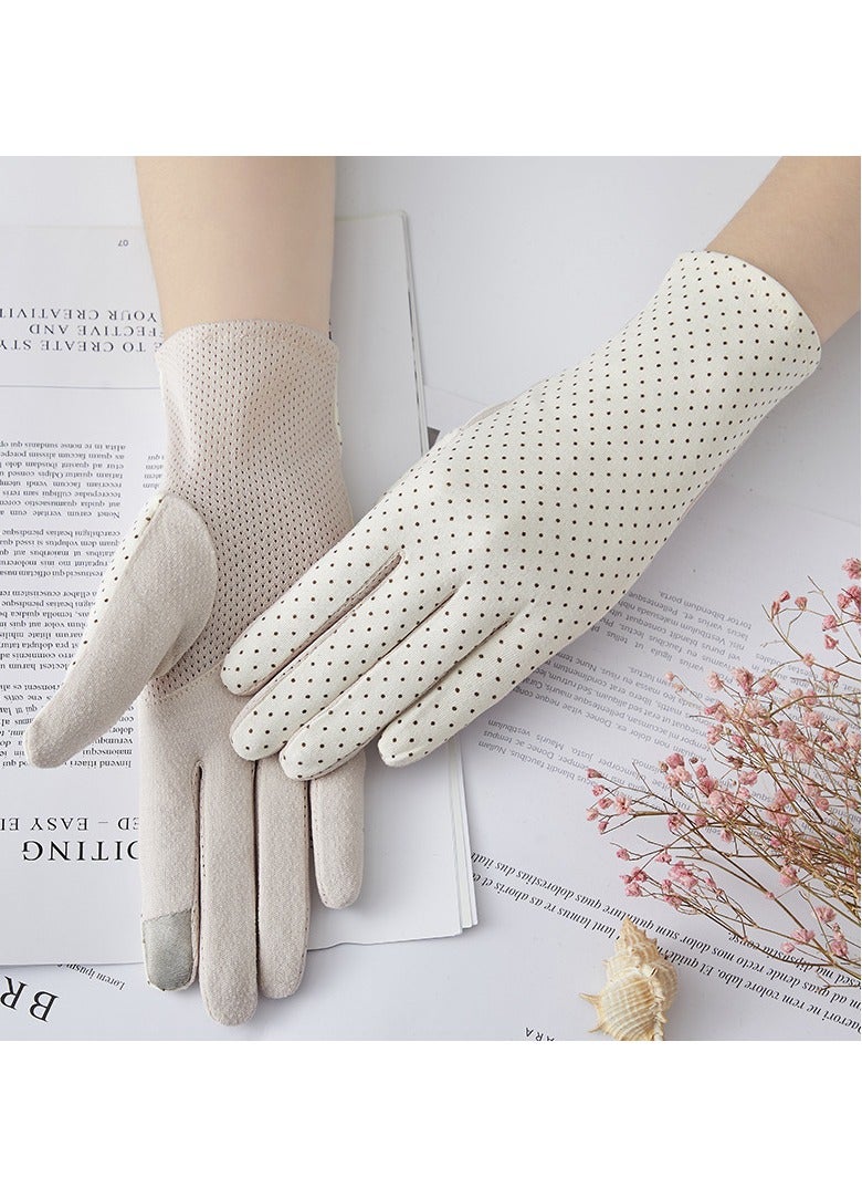 Women Summer UV Protection Gloves Non-Slip Sunblock Driving Gloves Touchscreen Mittens (White) 