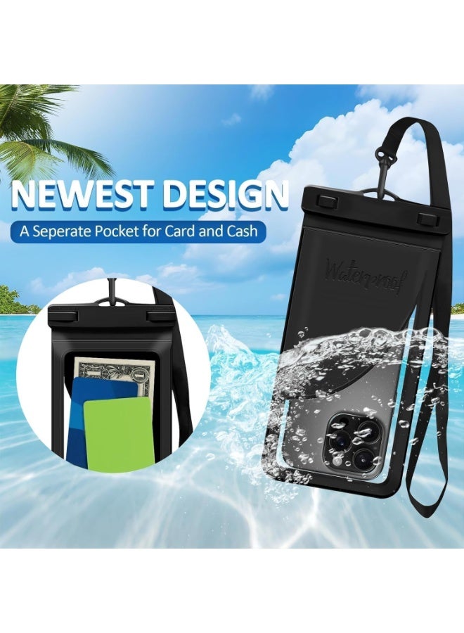 Waterproof Phone Pouch, with Interior Card Pocket, Large Waterproof Phone Case for iPhone 17 16 15 14 Pro Max, Sumsung S25 S26 ,IPX8 Lightweight Cellphone Dry Bag, Beach Cruise Ship Essential,1 Pack-Black-8.3″ - Image 3