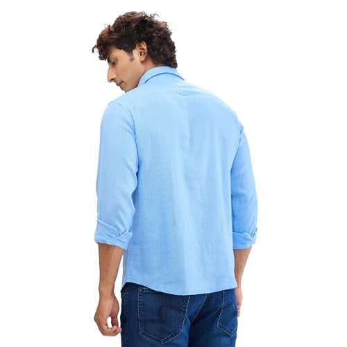 Spykar Full Sleeve Slim Fit Solid Blue Shirts for Men (Size: M)-MSHSOS2BD127-Air Force Blue - Image 3