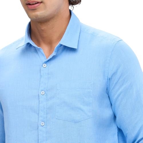 Spykar Full Sleeve Slim Fit Solid Blue Shirts for Men (Size: M)-MSHSOS2BD127-Air Force Blue - Image 5