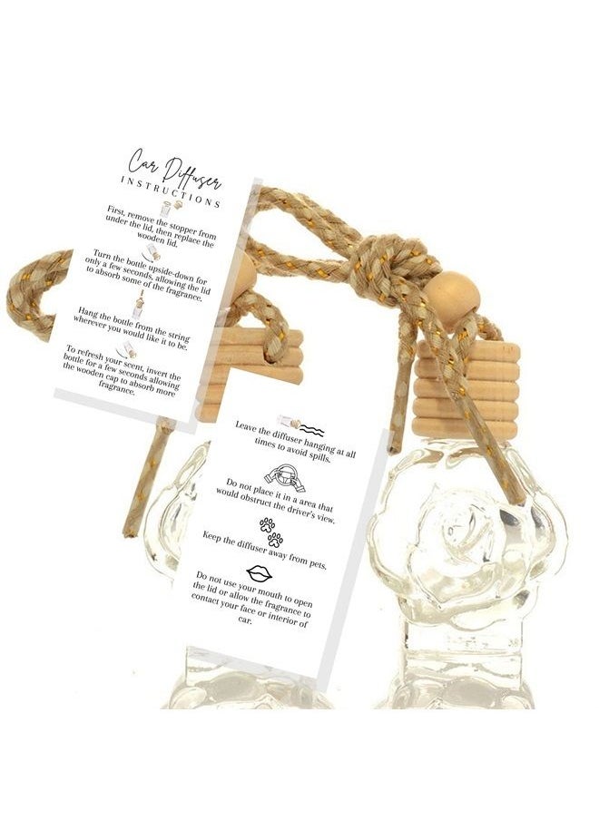 Boutique Marketing LLC Car Diffuser Instruction Cards | Physical Printed 2" x 3.5" inches Business Card Size | Car Diffuser Supplies | White with Black Design 