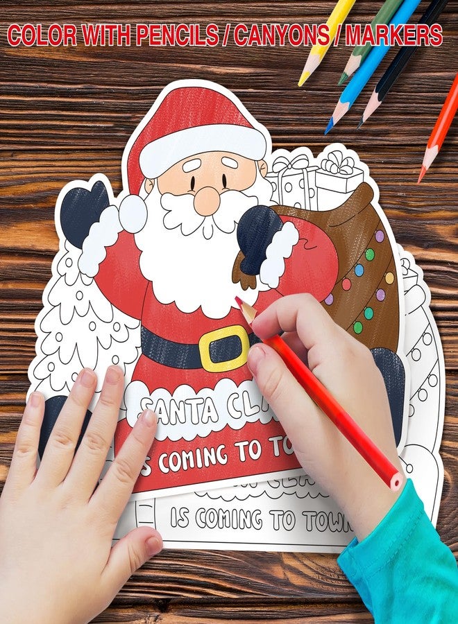FLYAB Christmas Coloring Placemats - 10''x13'' 12PCS Double-Sided Disposable Paper Christmas Placemats for Kids Santa Xmas Table Mats for Holiday Party Decorations School Activity Supplies - Image 5