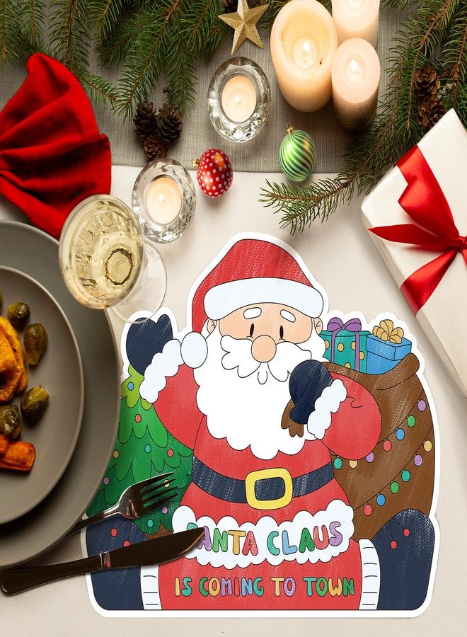 FLYAB Christmas Coloring Placemats - 10''x13'' 12PCS Double-Sided Disposable Paper Christmas Placemats for Kids Santa Xmas Table Mats for Holiday Party Decorations School Activity Supplies - Image 2