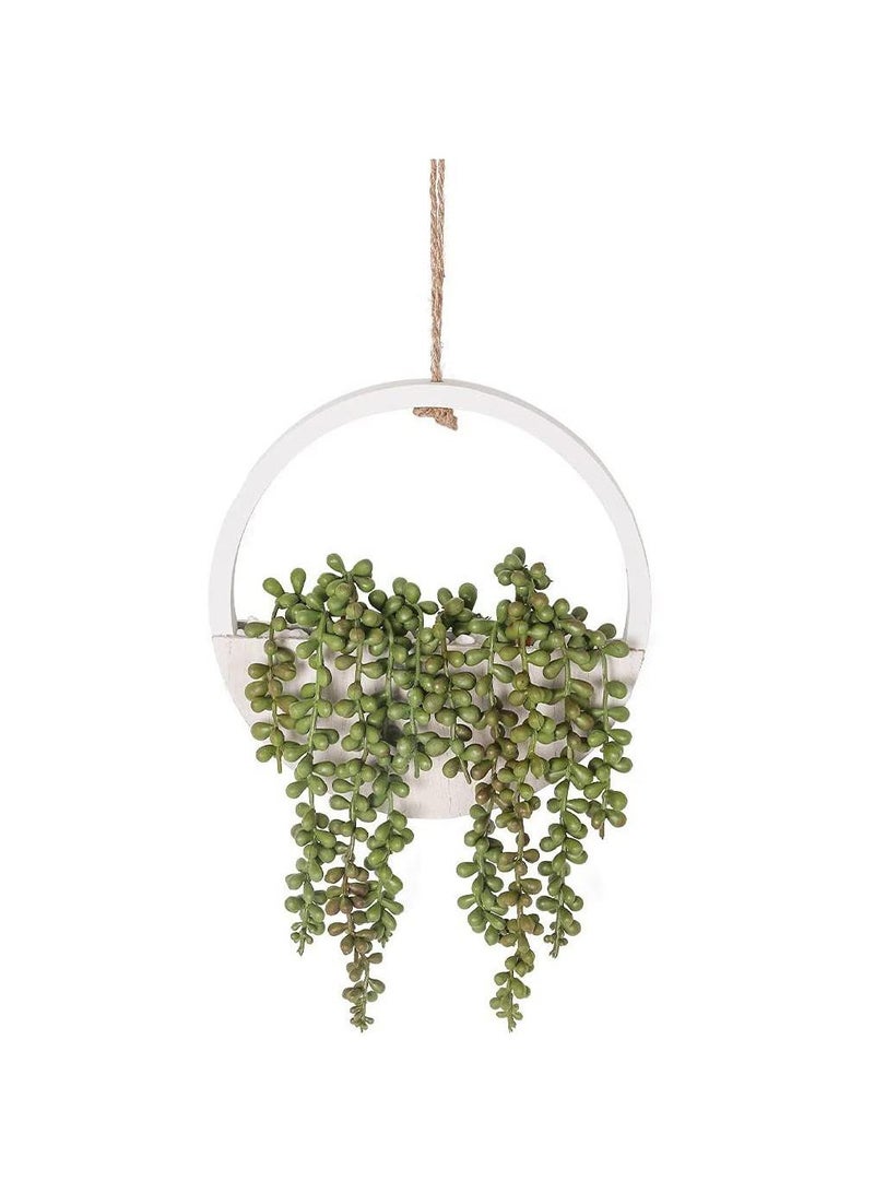 Bluejw Succulent Planter Box Decorative Wooden Round Plant Container Garden Planter Vintage Wall Hanging Flower Pot For Indoor Outdoor Plants Vegetables Herbs Flowers - Image 1